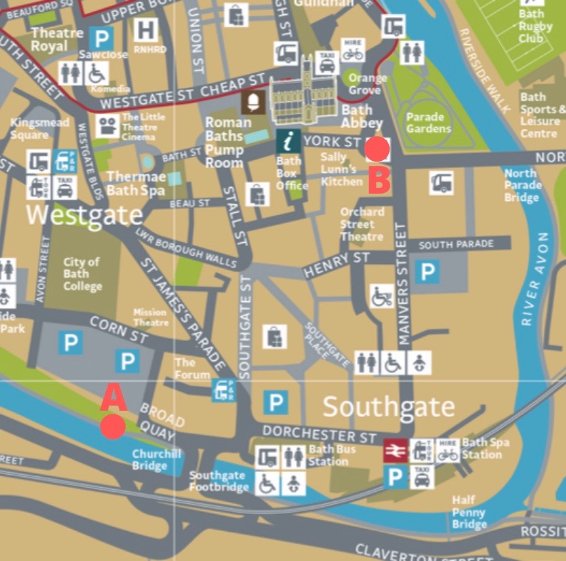 Bath Walking Tour Map Locations – Bath Adventures